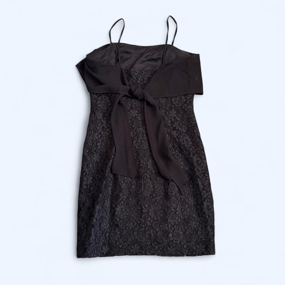 Black Ruffle and Lace Mini Dress - Picture 2 of 4